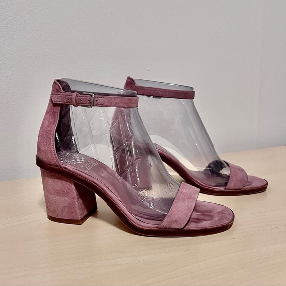 Vince Camuto Kreestey Ankle Strap Sandal - 5.5 M - ROSE SMOKE SUEDE - Picture 1 of 10